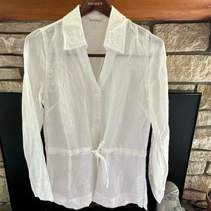 Travelsmith white linen top blouse jacket